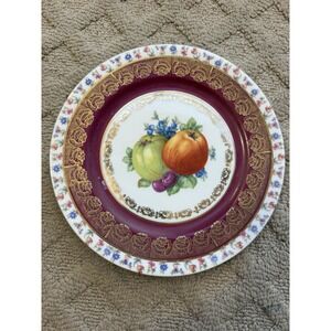 Porcelain Plate Decorated Fruits, Flowers Bavaria 7 3/4" Colorful